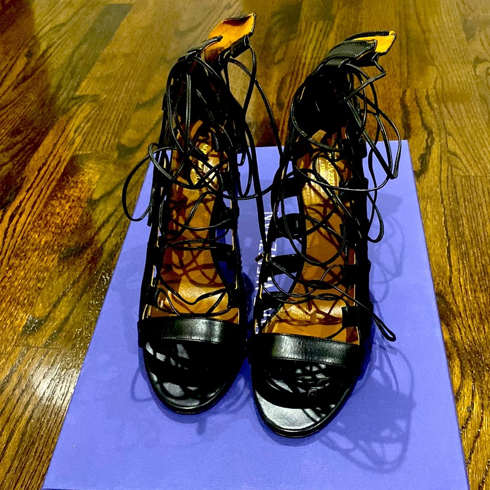 Beautiful Black Aquazzura Strappy Sandals.